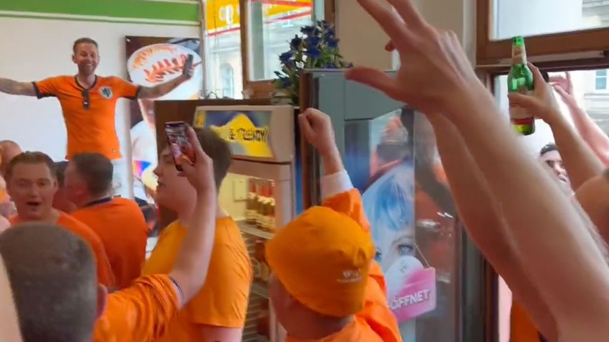 Noodweer in Leipzig, dus Oranje-fans maken pitstop in een supermarkt