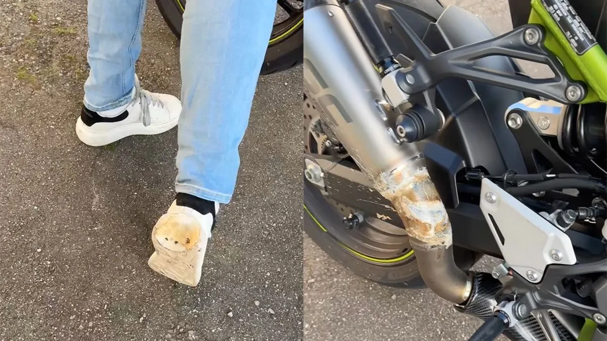 thumb vk oeps motorrijder heeft zn schoen laten smelten