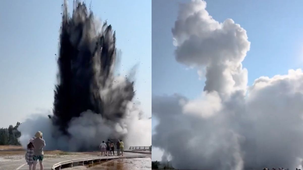 Geiser explodeert in Yellowstone National Park