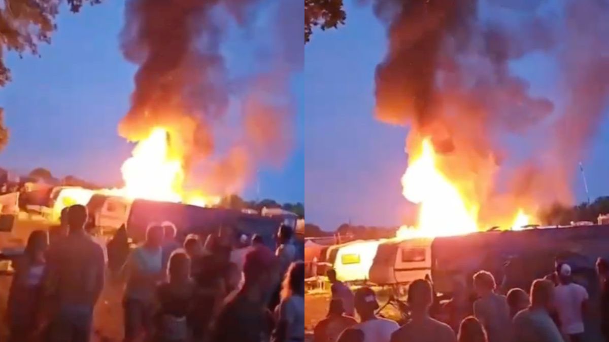 Grote rookwolken boven Zwarte Cross na brand in drie caravans