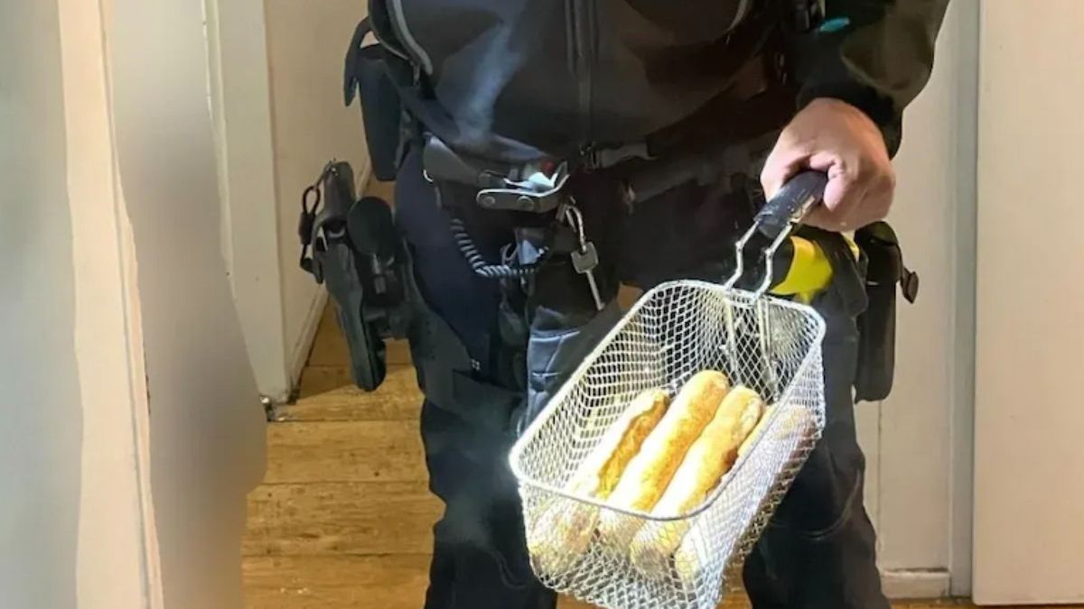 Inbreker op heterdaad betrapt, was frikandellen aan het bakken