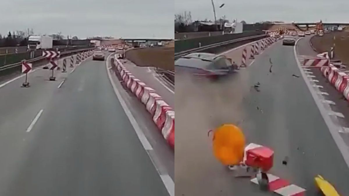 Poolse amateur-stuntchauffeur moest nog even voor een vrachtwagen glippen…