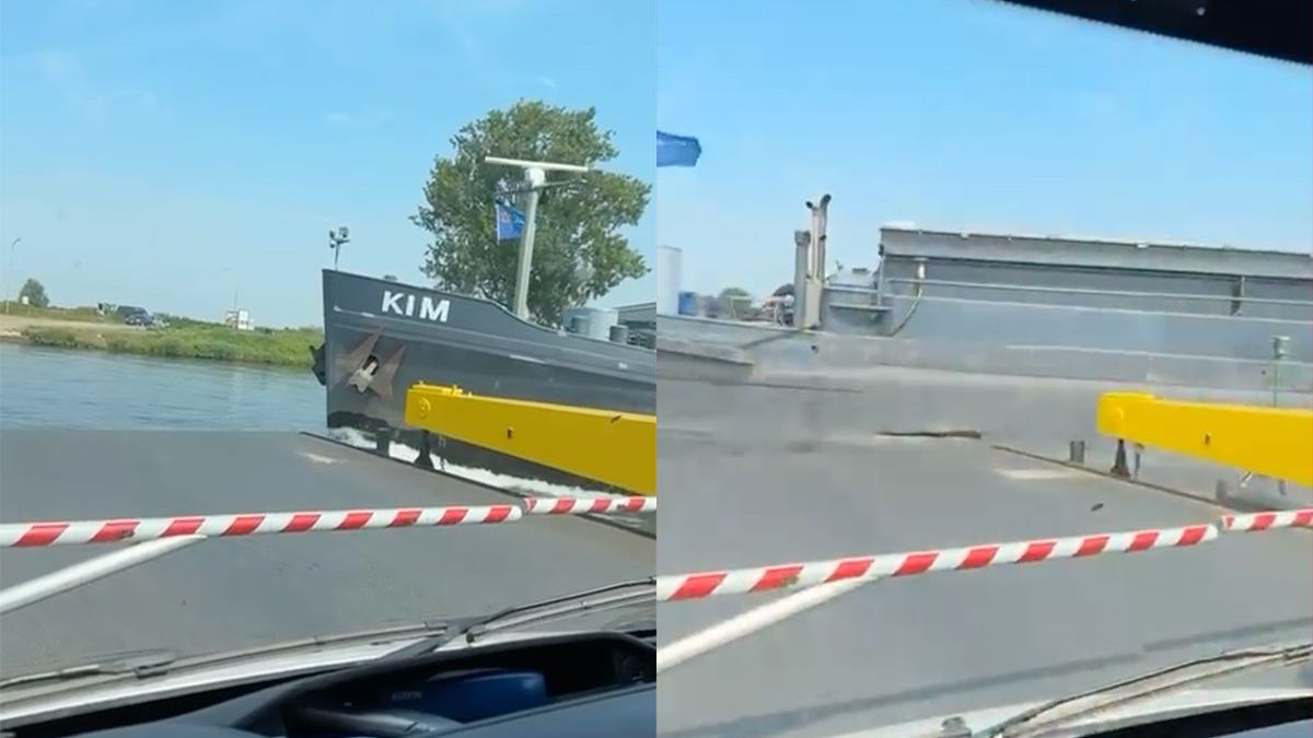 Botsing tussen schip en pont op de Maas