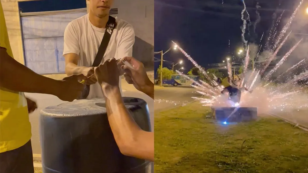 thumb vk echt een goed idee joh op een ton met vuurwerk gaan zitten