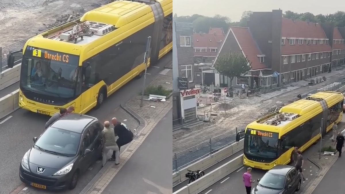 Helder lampje heeft zijn auto scheef geparkeerd en veroorzaakt daarmee flinke file