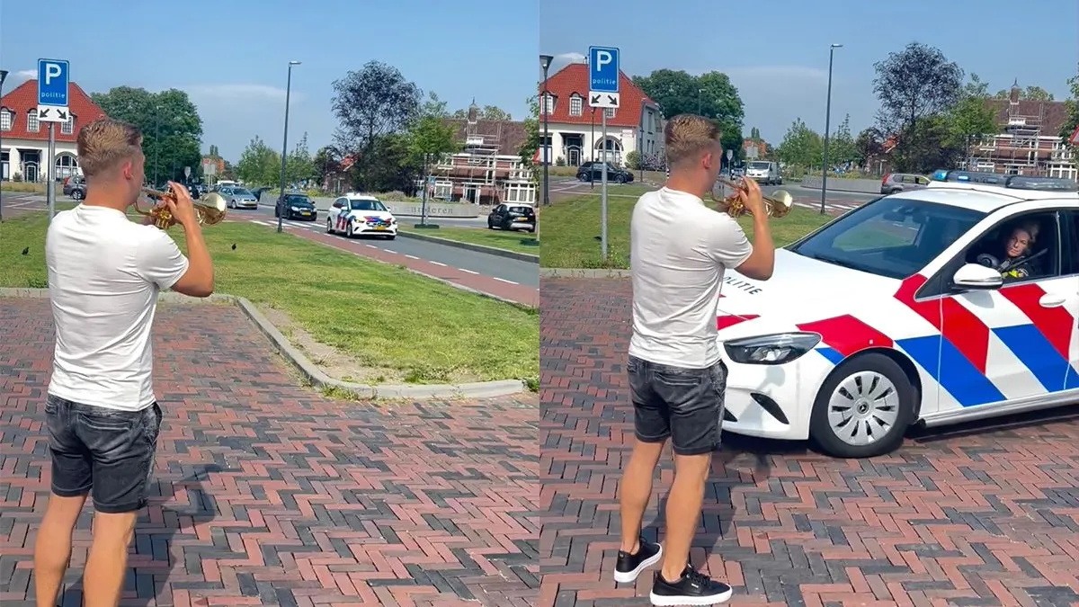 thumb vk jeffrey parmentier doet met trompet mooi onthaal voor politieagente