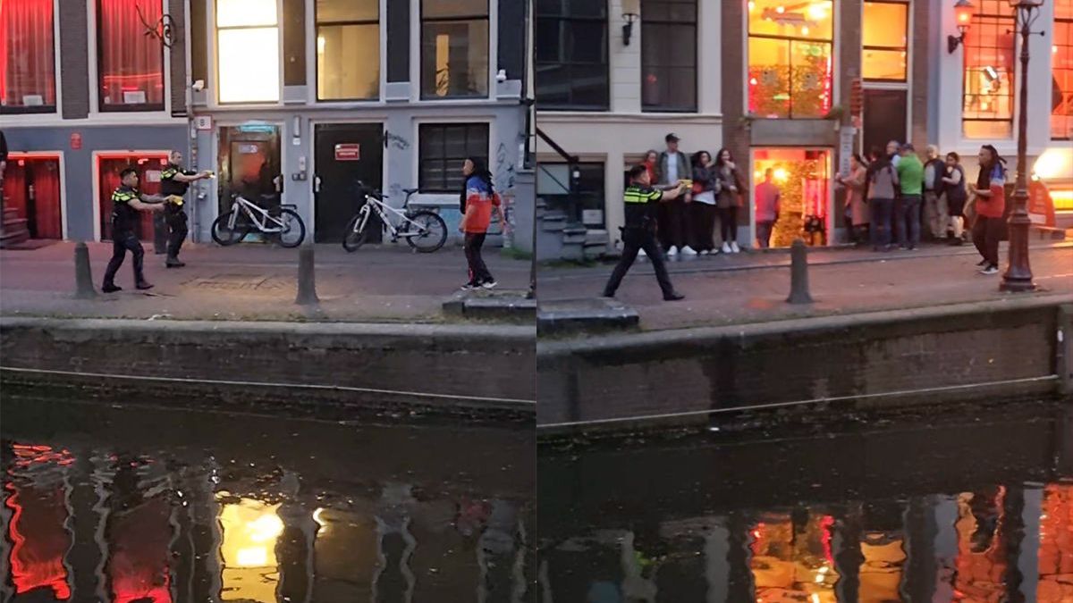 Misschien moeten deze Amsterdamse agenten nog even oefenen met hun taser