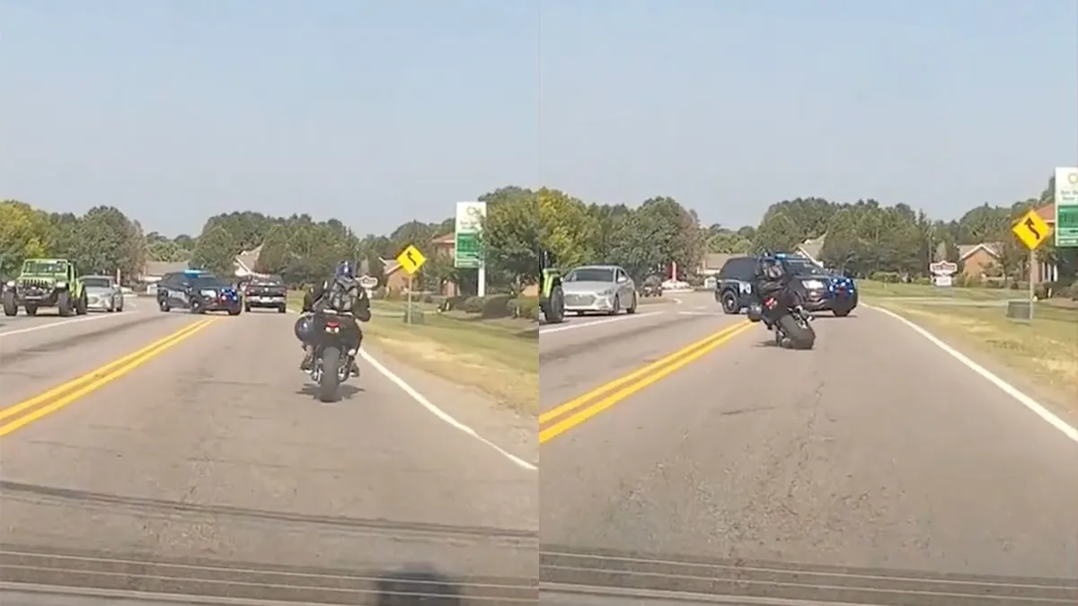 thumb vk motorrijder ziet asfalt van dichtbij en gaat ervandoor