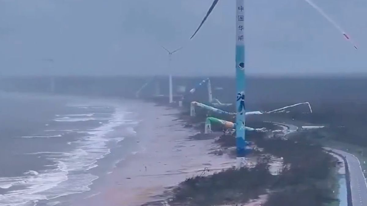 Windmolenpark op Chinees eiland Hainan deels omgewaaid tijdens Typhoon Yagi