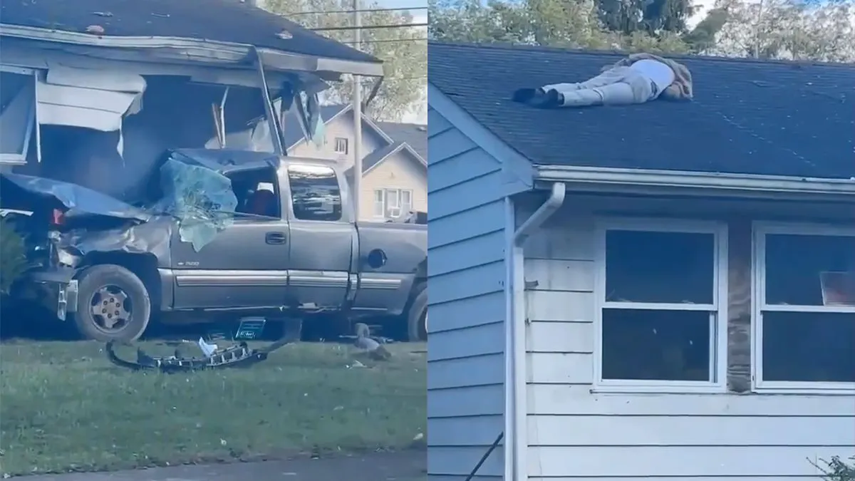 thumb vk beetje bijzonder dronken man belandt vanuit zijn auto op het dak
