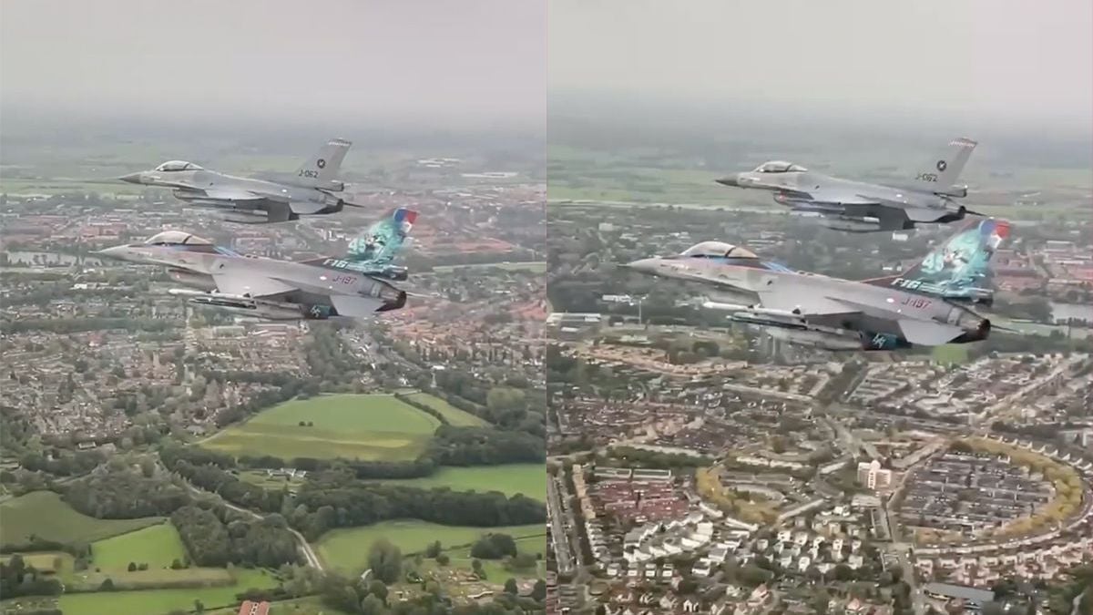 F-16 maakte afscheidsronde: zo zag het eruit vanuit de lucht