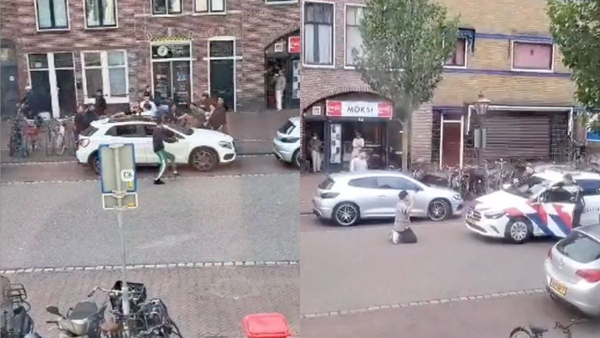 Gezellig matten op Nieuwe Beestenmarkt in Leiden, politie vindt het minder gezellig