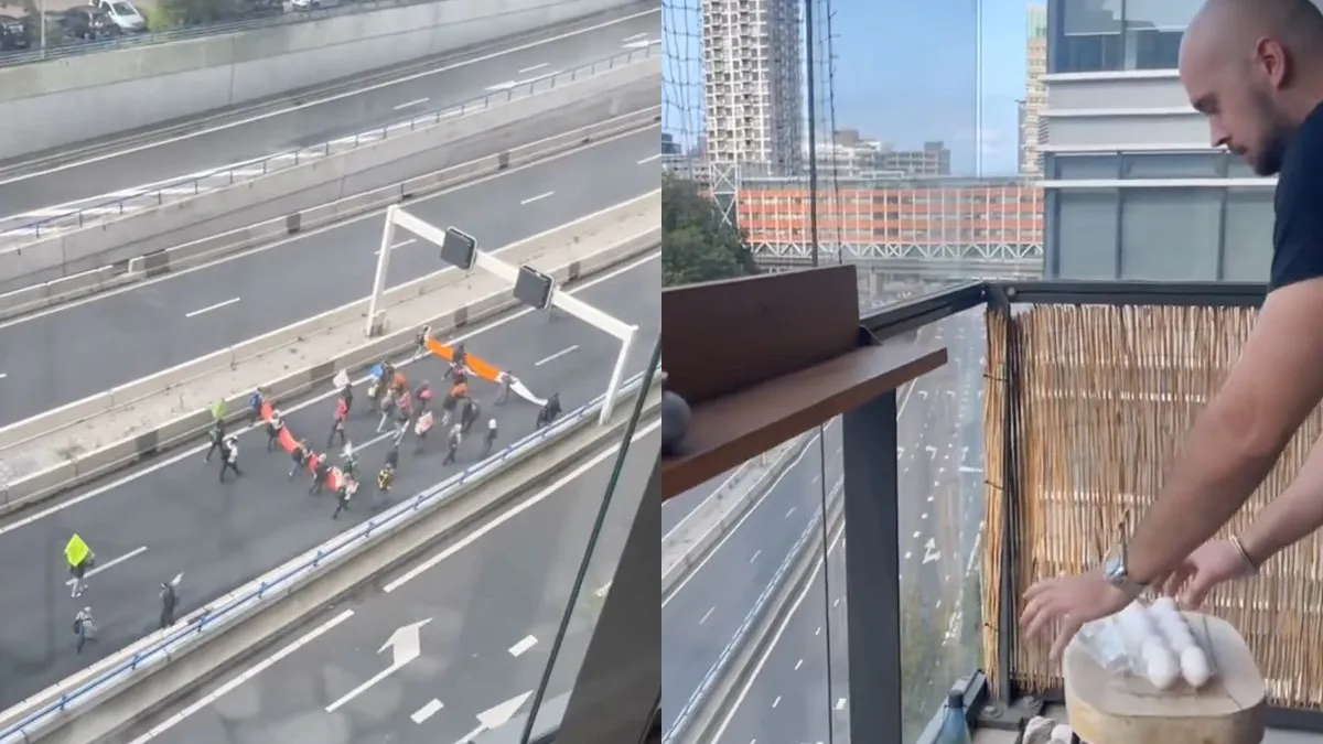 thumb vk hagenees is demonstranten van extinction rebellion zat en trakteert mensen op a12 op eieren