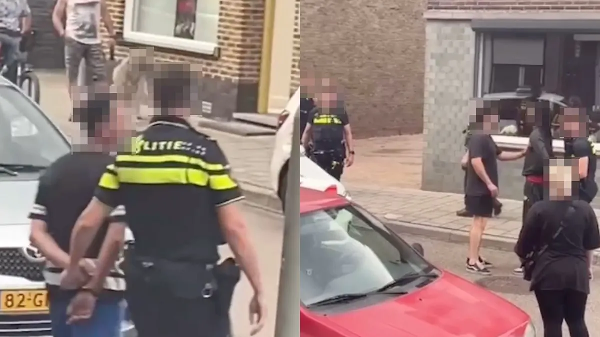 thumb vk man laat tijdens aanhouding nog even weten wat hij van zijn tegenstander vindt