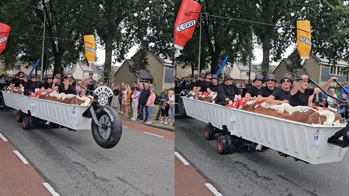 Opkomst Fatbike op de hak genomen tijdens Euifeest-optocht met rijdende frikandel speciaal