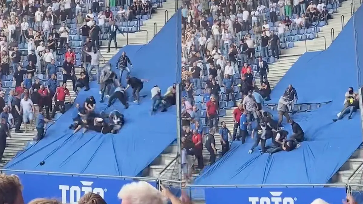 thumb vk rellen tijdens derby van het noorden hooligans fc groningen breken thuisvak sc heerenveen binnen
