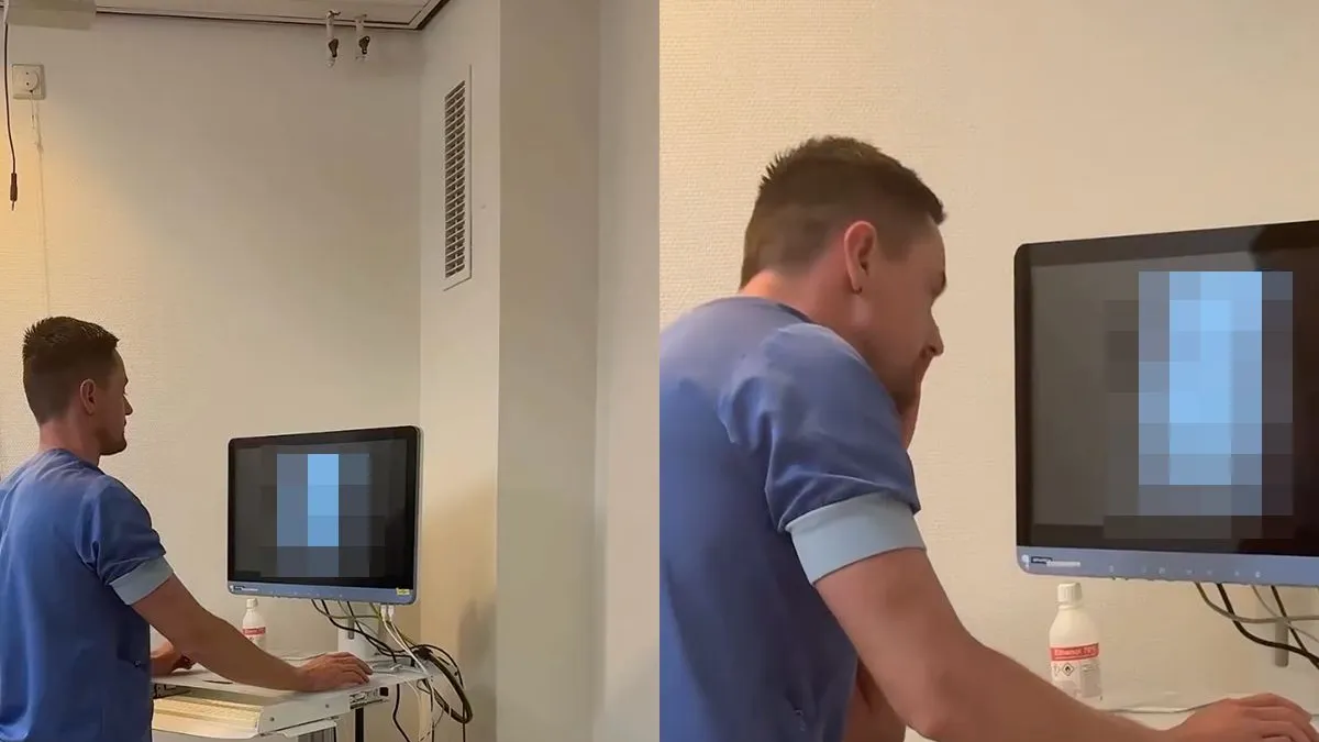 thumb vk uitgegleden in de douche en nu heeft hij een nogal genante rontgenfoto