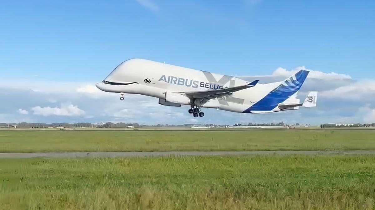 Video opstijgen bijzondere Airbus BelugaXL van Schiphol