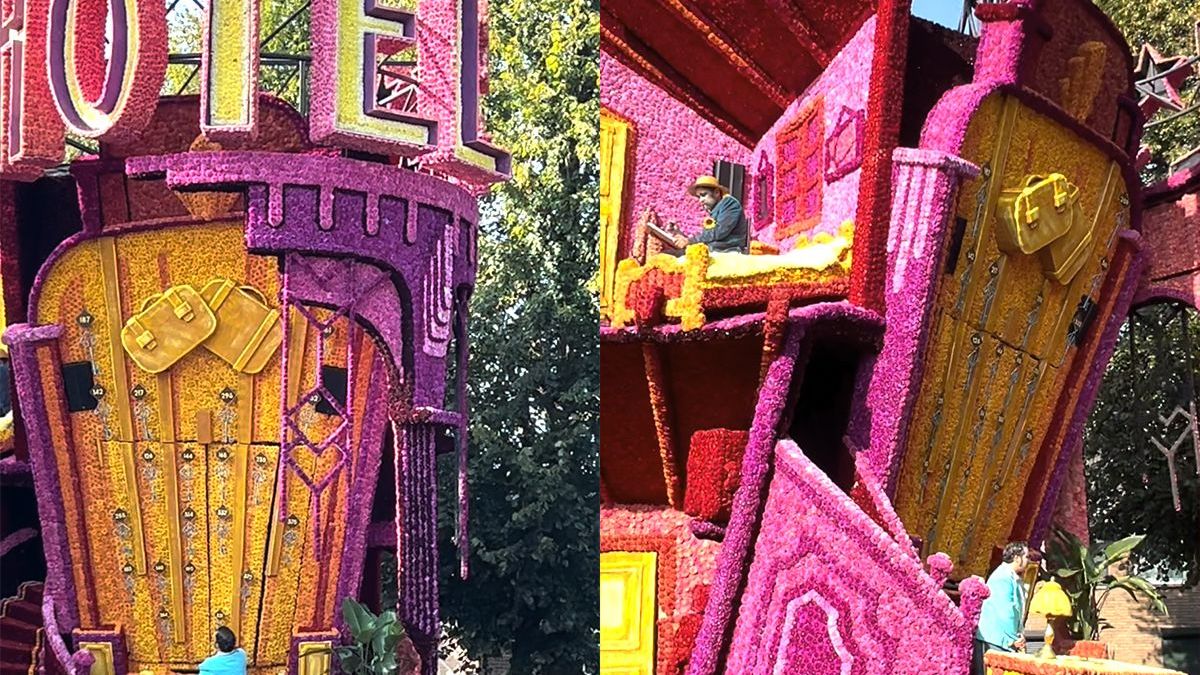 Wonderlijk hotel "The Lost Suitcase" op bloemencorso Zundert is echt van nieuw niveau