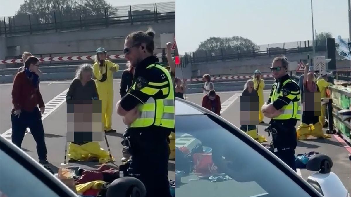 XR demonstreert naakt in IJmuiden, onblote billen met tekst 'Cruise my ass'