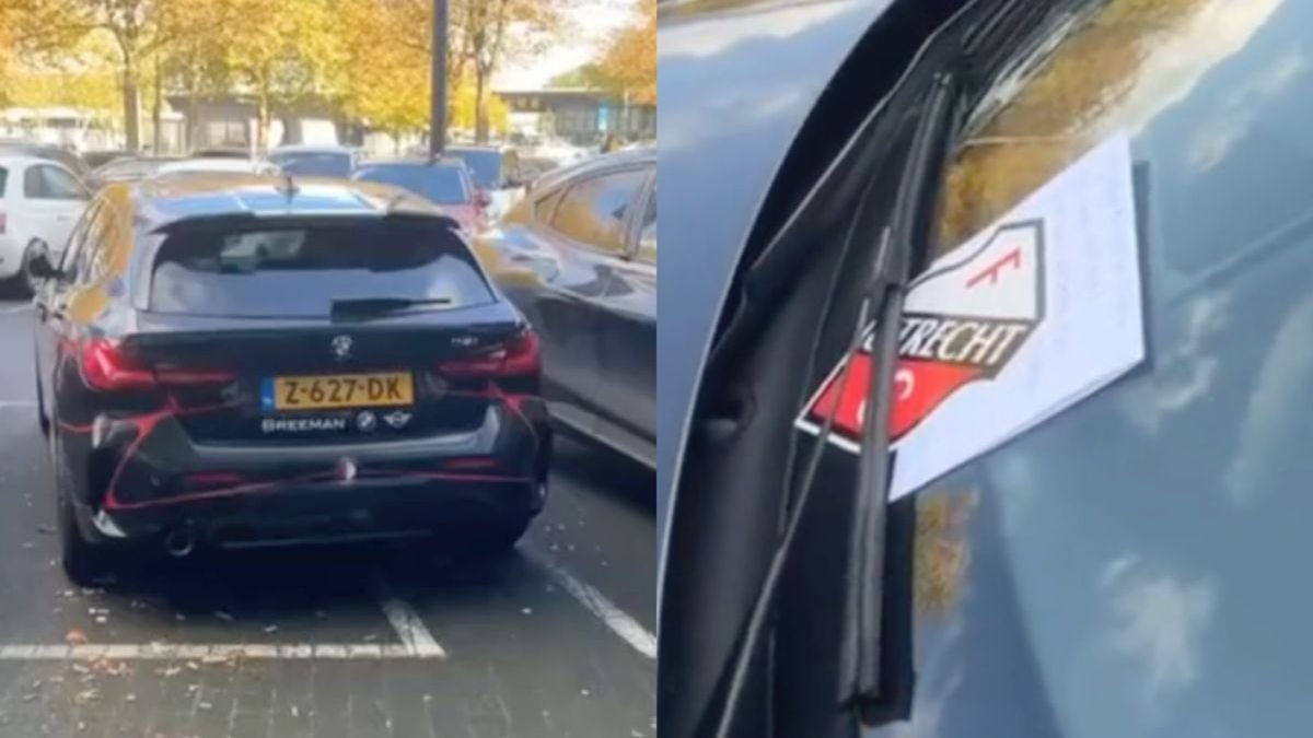 Met je Feyenoord-auto voor de FC Utrecht Fanshop parkeren, dan kun je een cadeautje verwachten