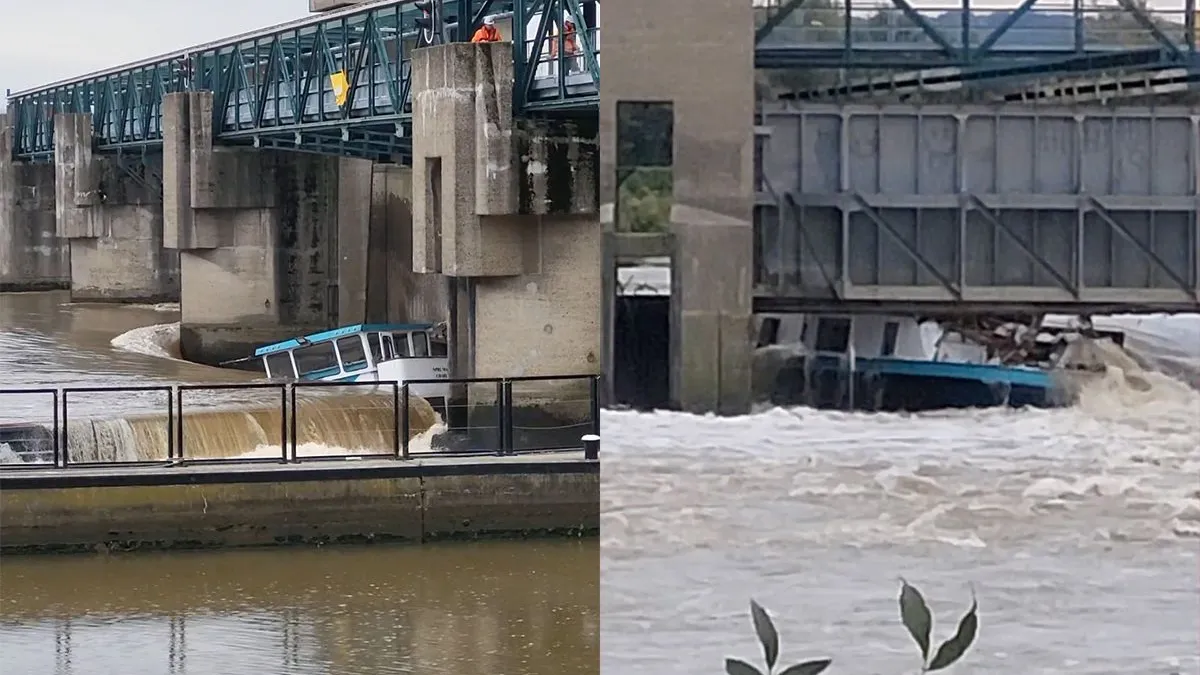 thumb vk vrachtschip komt in de knel bij stuw maastricht