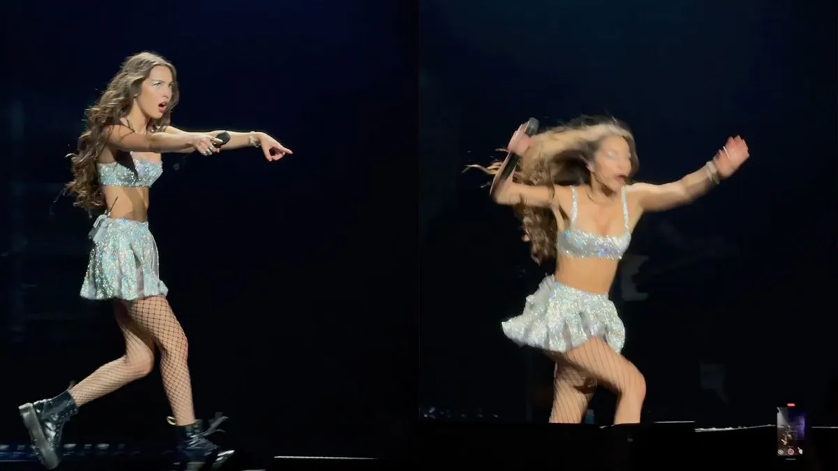 thumb vk zangeres olivia rodrigo pleurt door gat in podium tijdens concert in melbourne