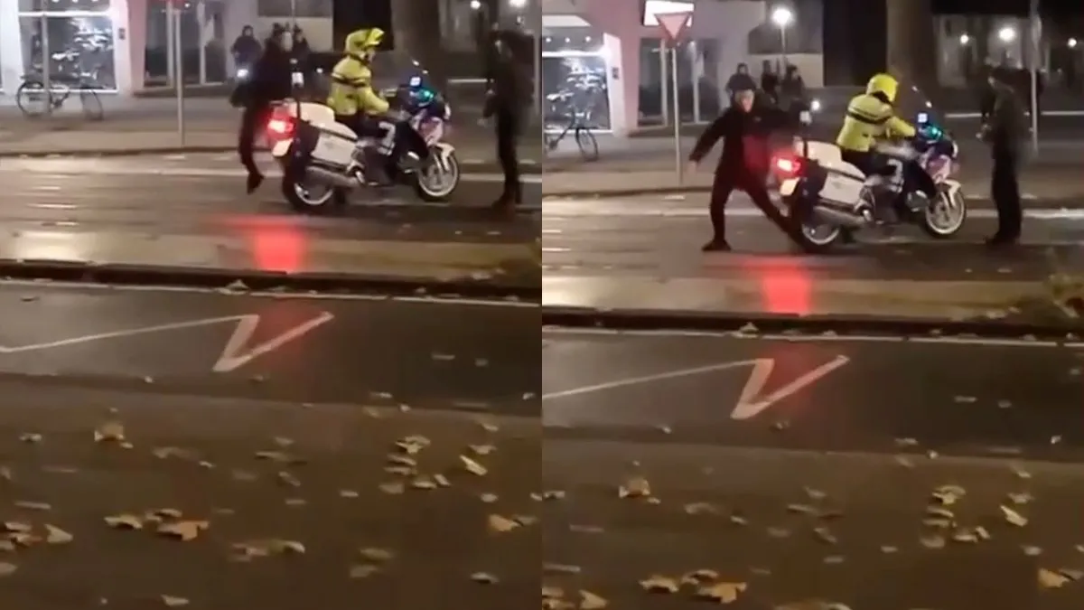 thumb vk man geeft motoragent een klap tijdens gezelligheden in amsterdam