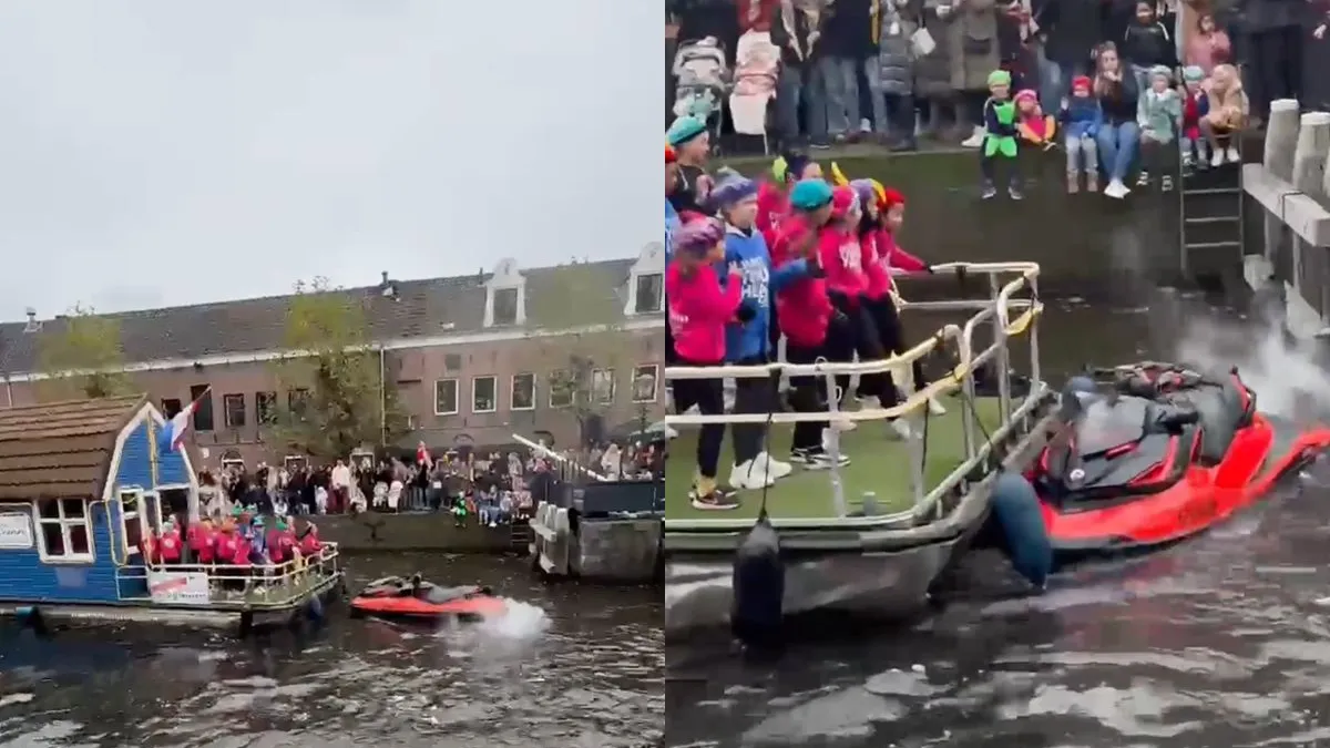 thumb vk pakjesboot 12 knalt op een jetski tijdens intocht in weesp