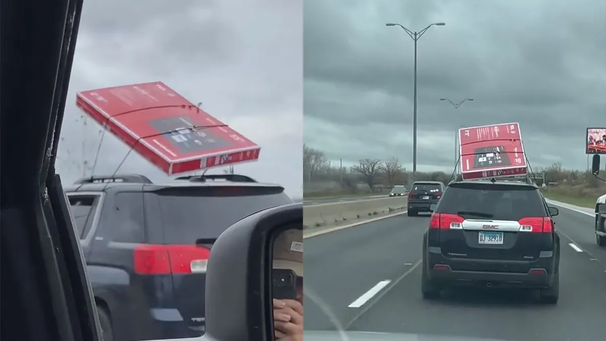 thumb vk televisie doet dansje op het dak van een auto