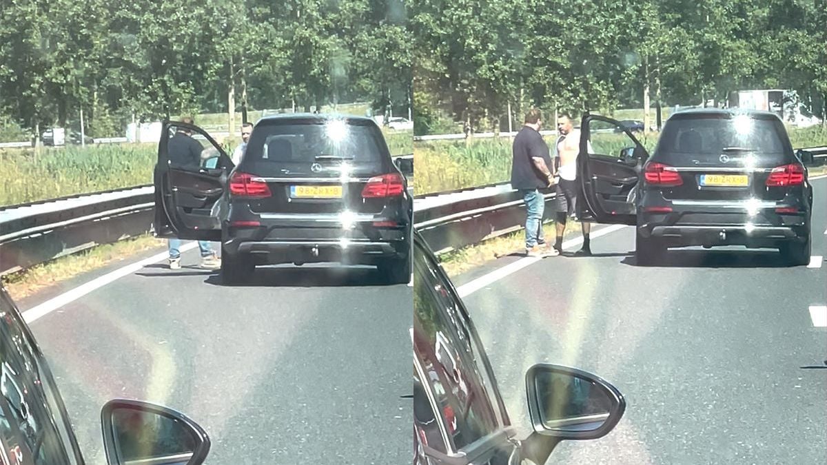 Twee mannen op de snelweg bij Den Bosch vechten 'mano a mano' uit wie er gelijk heeft