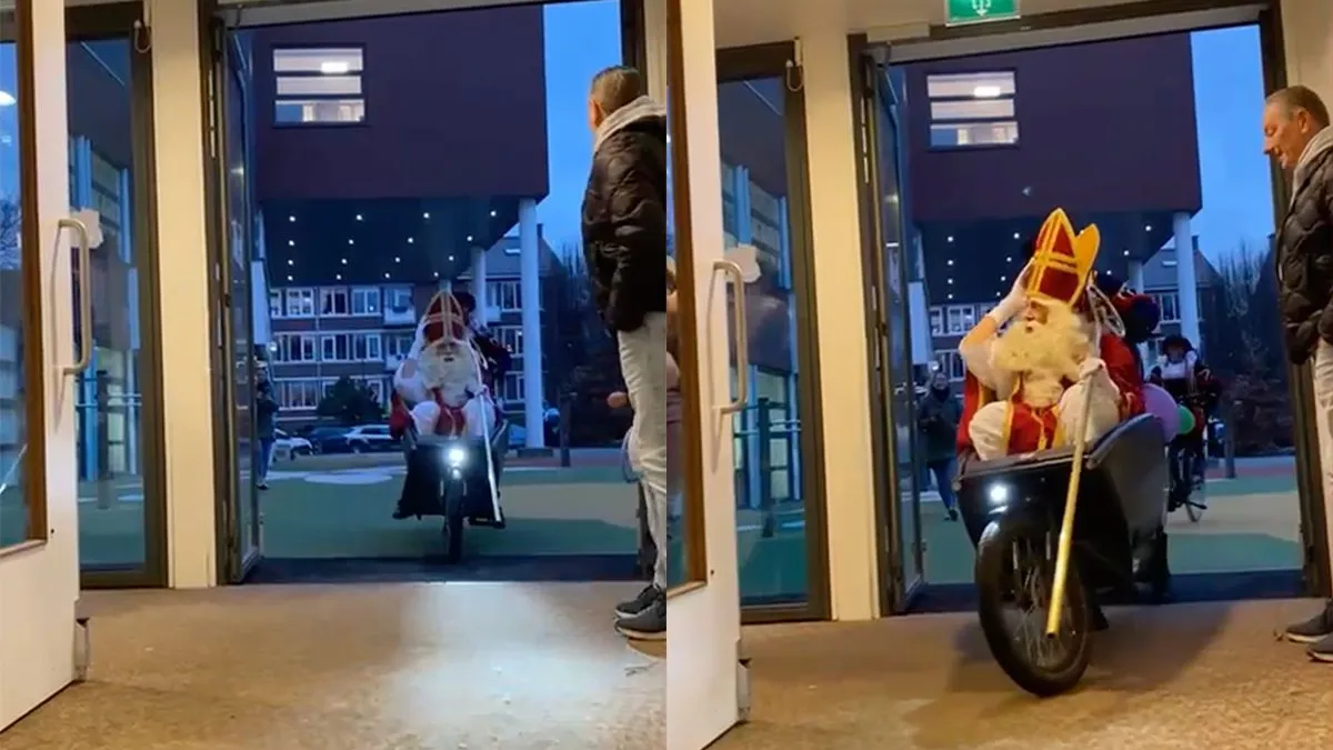 thumb vk aankomst sinterklaas in bakfiets gaat niet helemaal goed
