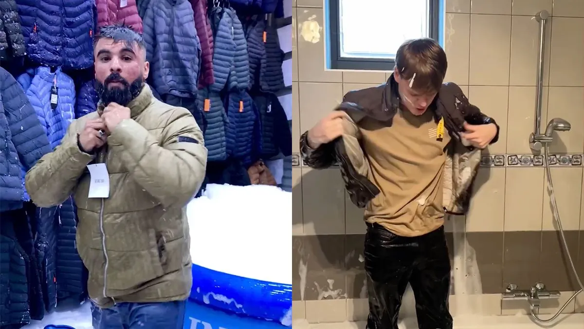 thumb vk algerijnse man springt in water om waterdichte jassen aan te prijzen mensen doen hem na