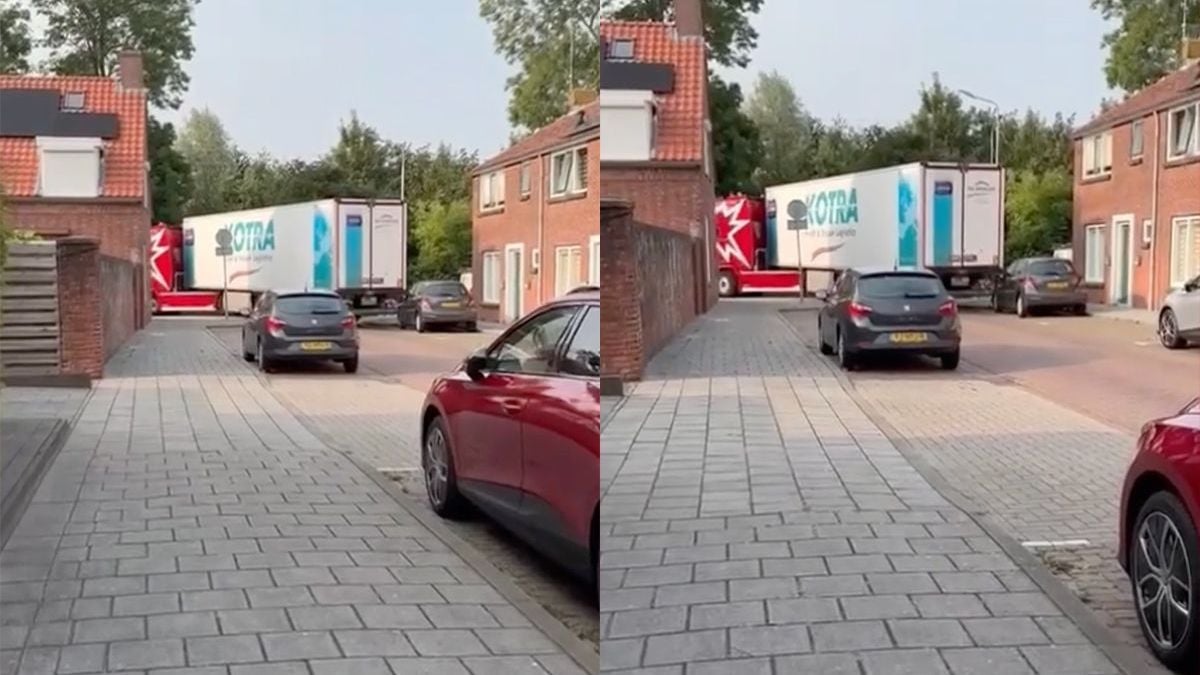 Iedereen ziet het, maar chauffeur denkt bochtje wel te kunnen maken, maar rijdt schade