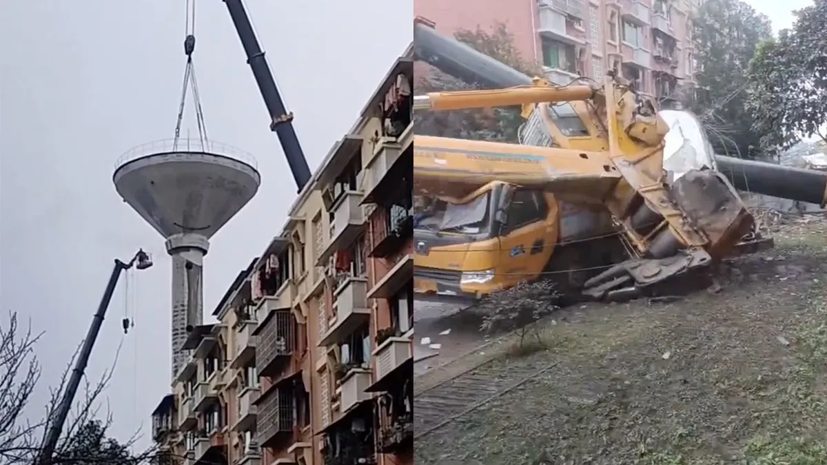 thumb vk ontmantelen watertoren in chinese chengdu gaat fout kraan breekt een persoon dood