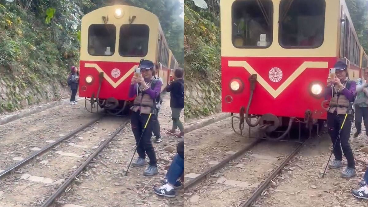 Toerist in Taiwan ziet trein over het hoofd en dat doet een beetje pijn