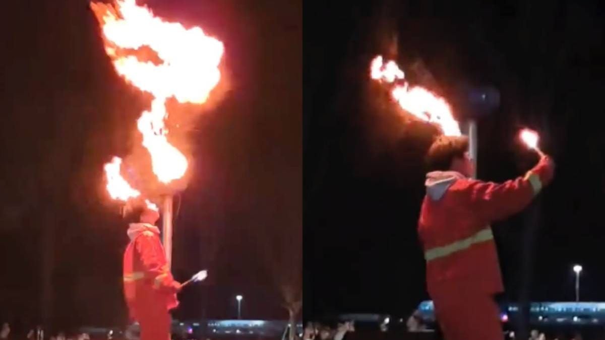 Vuurspuwer maakt tijdens zijn act zelf de brandweer een beetje zenuwachtig