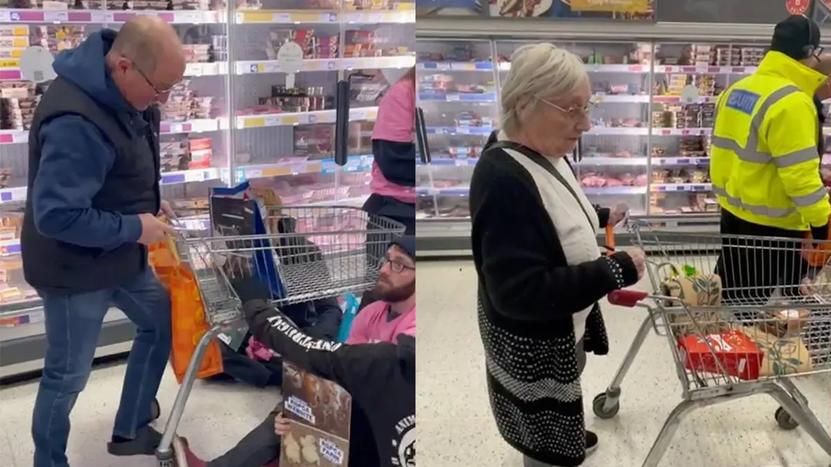 thumb vk activisten blokkeren naast snelwegen nu ook gangpaden in de supermarkt