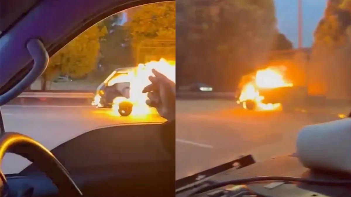 thumb vk brandende zelfrijdende truck is echt lit