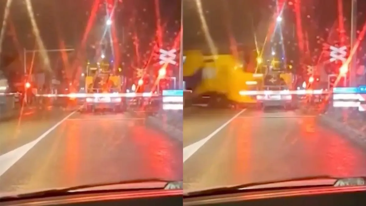 thumb vk ongeluk tussen graafmachine en trein op spoorovergang in bunnik vastgelegd op video