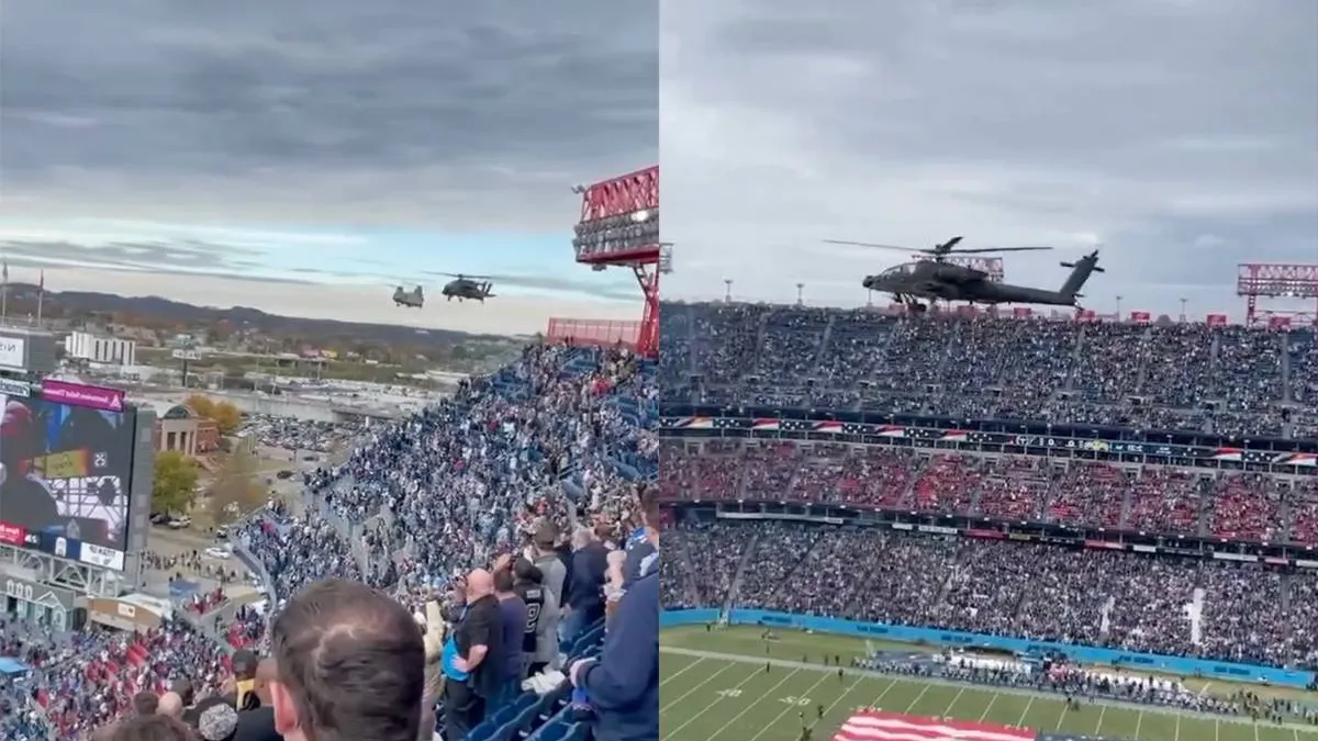 thumb vk amerikaanser kan niet h 64 apache uh 60 blackhawk en ch 47f chinook vliegen heel laag over stadion