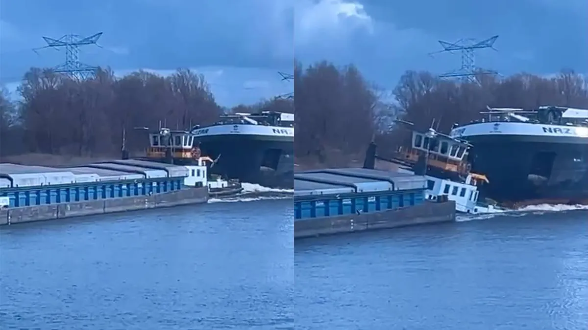 thumb vk duwboot alja aangevaren door binnenvaarttanker nazar op amsterdam rijnkanaal