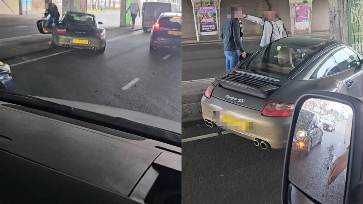 thumb vk porsche rijder in breda parkeert tegen betonnen paal jij drukt mij van de weg