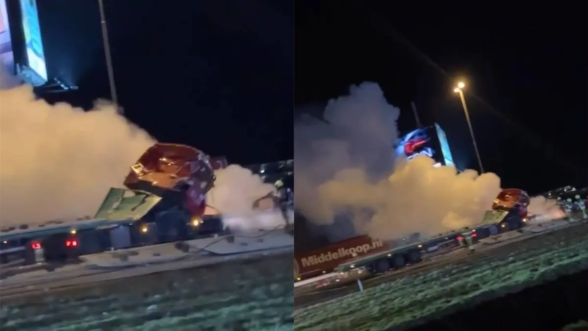 thumb vk snelweg a2 richting utrecht dicht nadat twee voertuigen in de fik waren gevlogen