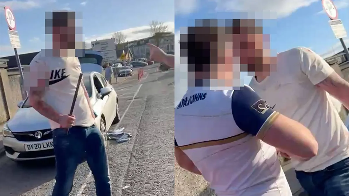 thumb vk gezelligheid in ierland man loopt met ijzeren staaf rond en zwangere vrouw doet mee aan matpartij