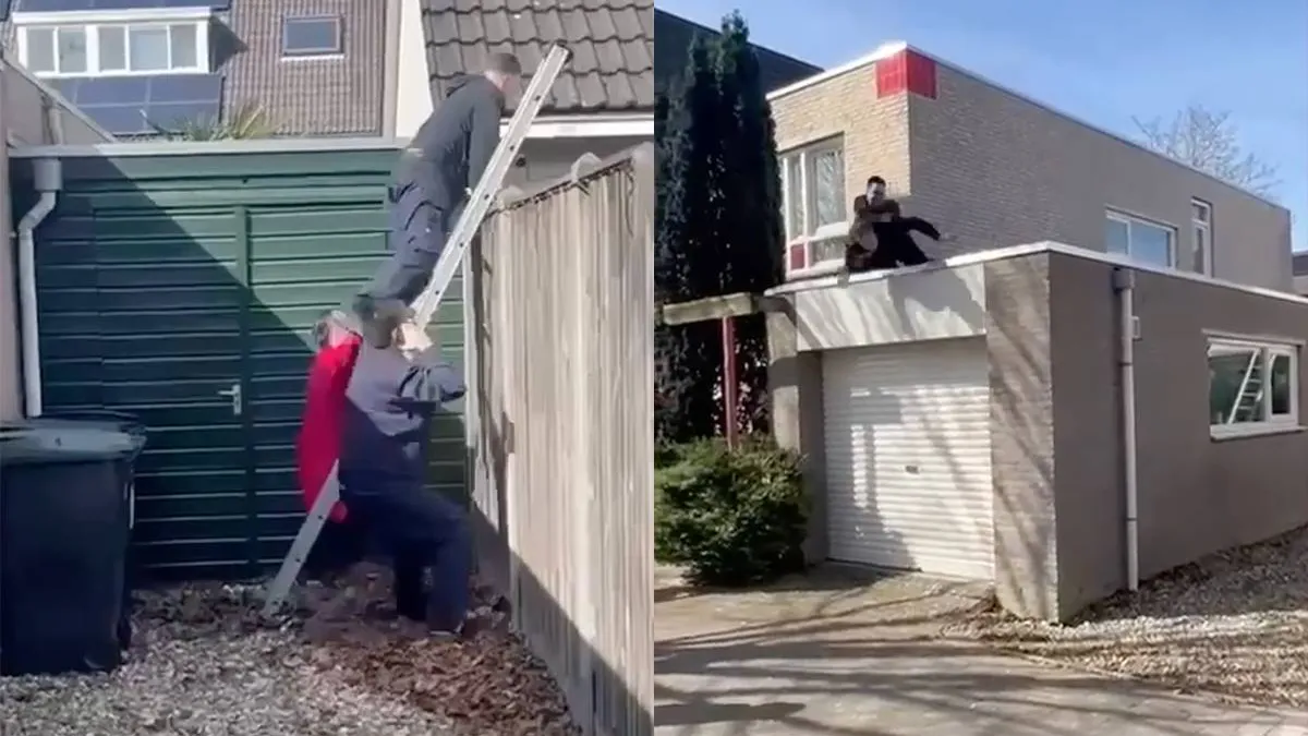 thumb vk klant wil niet betalen voor nieuw dak klant duwt dakdekker van dak af