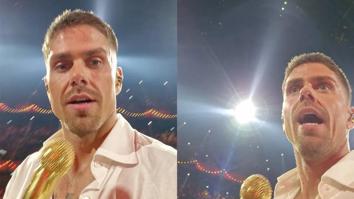 thumb vk man gooit telefoon op podium tijdens holland zingt hazes andre hazes pakt telefoon op