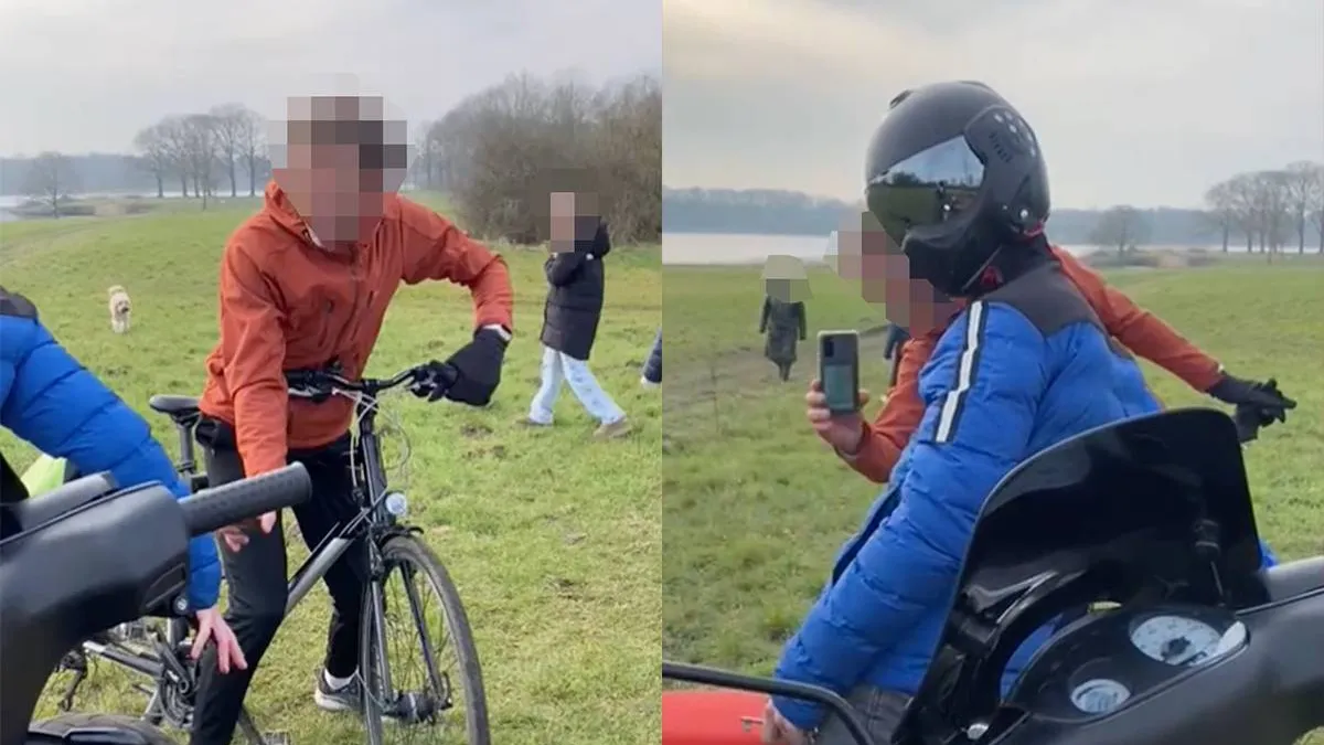 thumb vk man is hangjongeren op brommers zat en spreekt ze aan jullie scooters zijn opgevoerd of niet