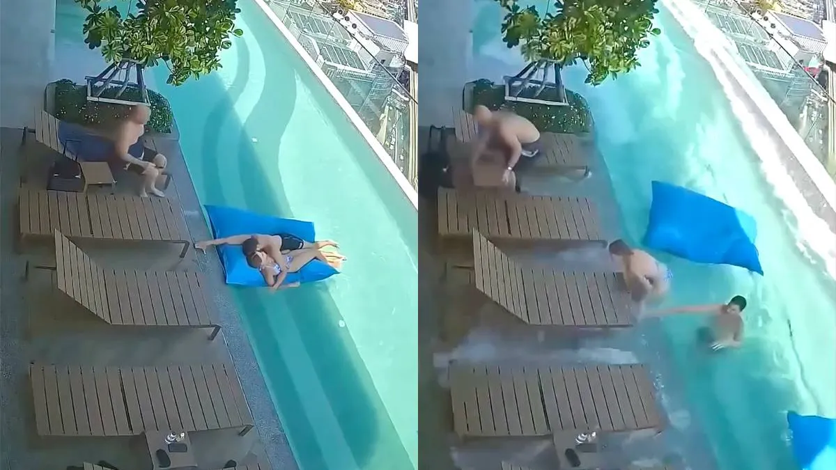 thumb vk video stel ligt te chillen op luchtbed in rooftop zwembad bangkok seconden later slaat aardbeving toe