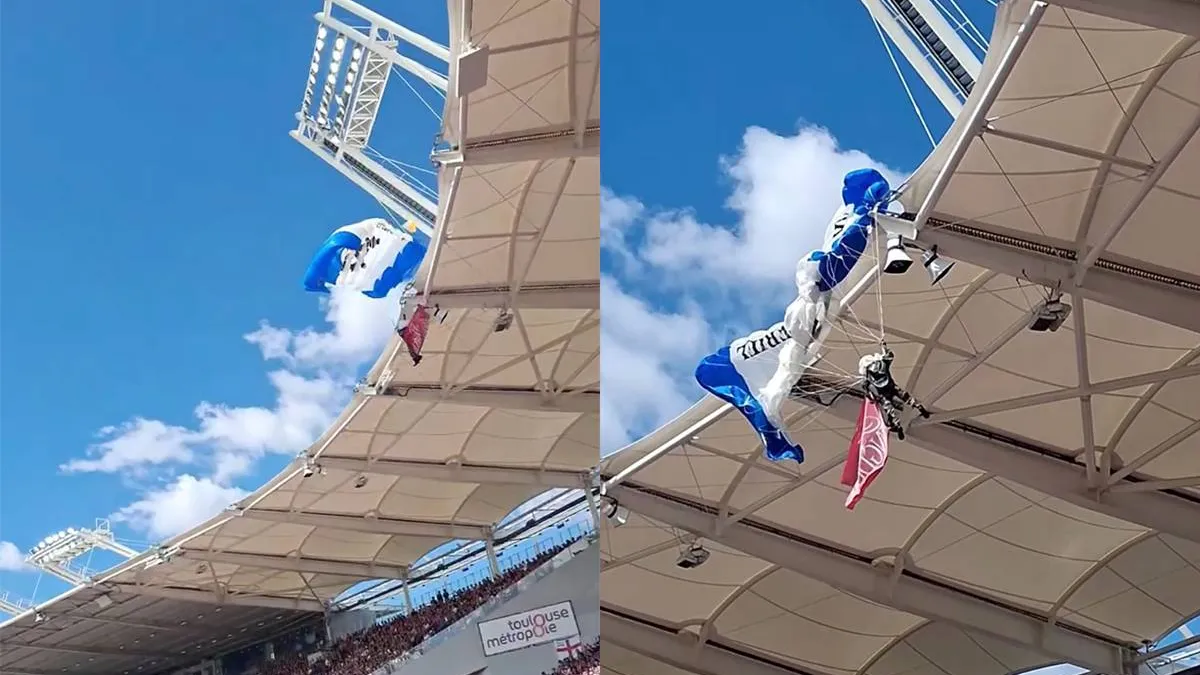 thumb vk parachutist blijft hangen aan stade de toulouse wedstrijd begon 40 minuten later